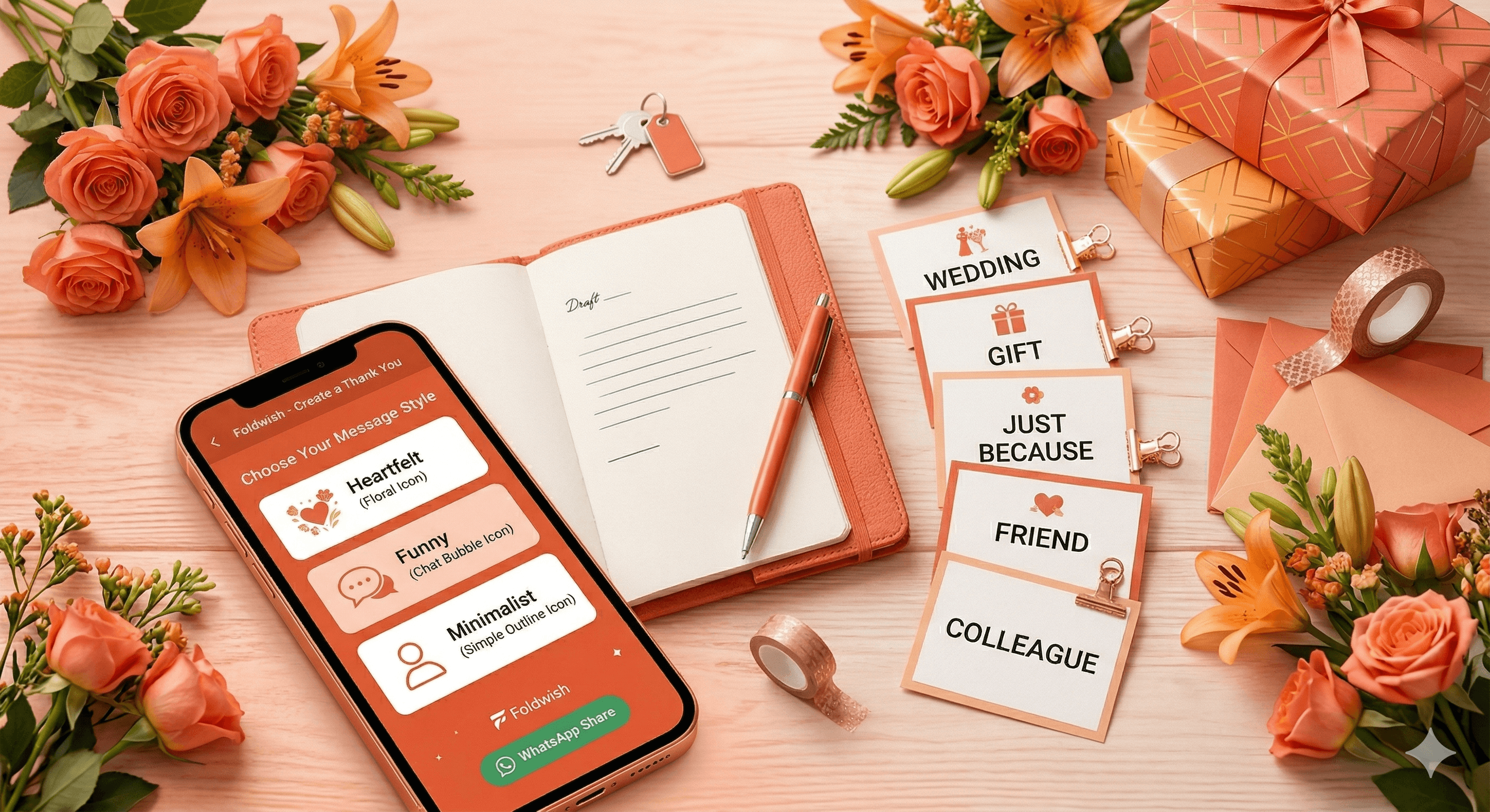 A collection of beautifully designed thank you cards in different styles spread on a table