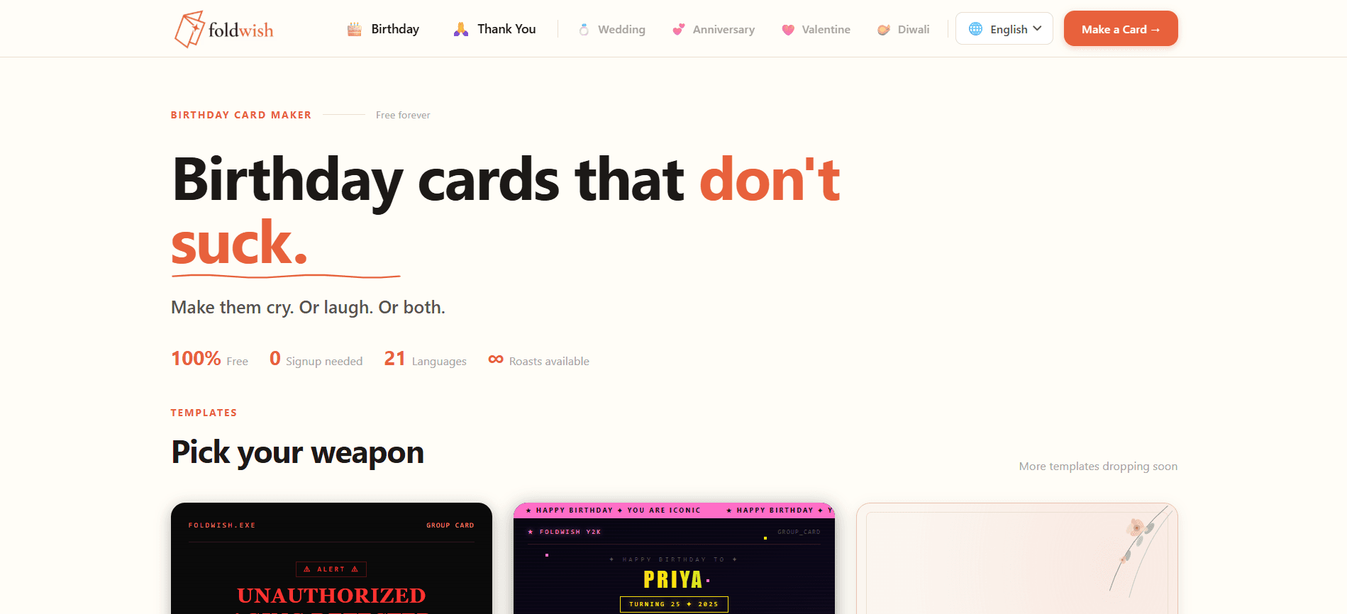 A spread of beautifully designed birthday cards in different styles